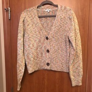 Q & A Rainbow Knit Crop Button Up Sweater Size XL